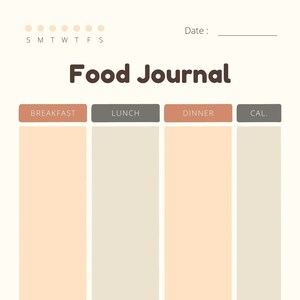 Printable Food Journal Food Tracker Print Recipe Planner - Etsy