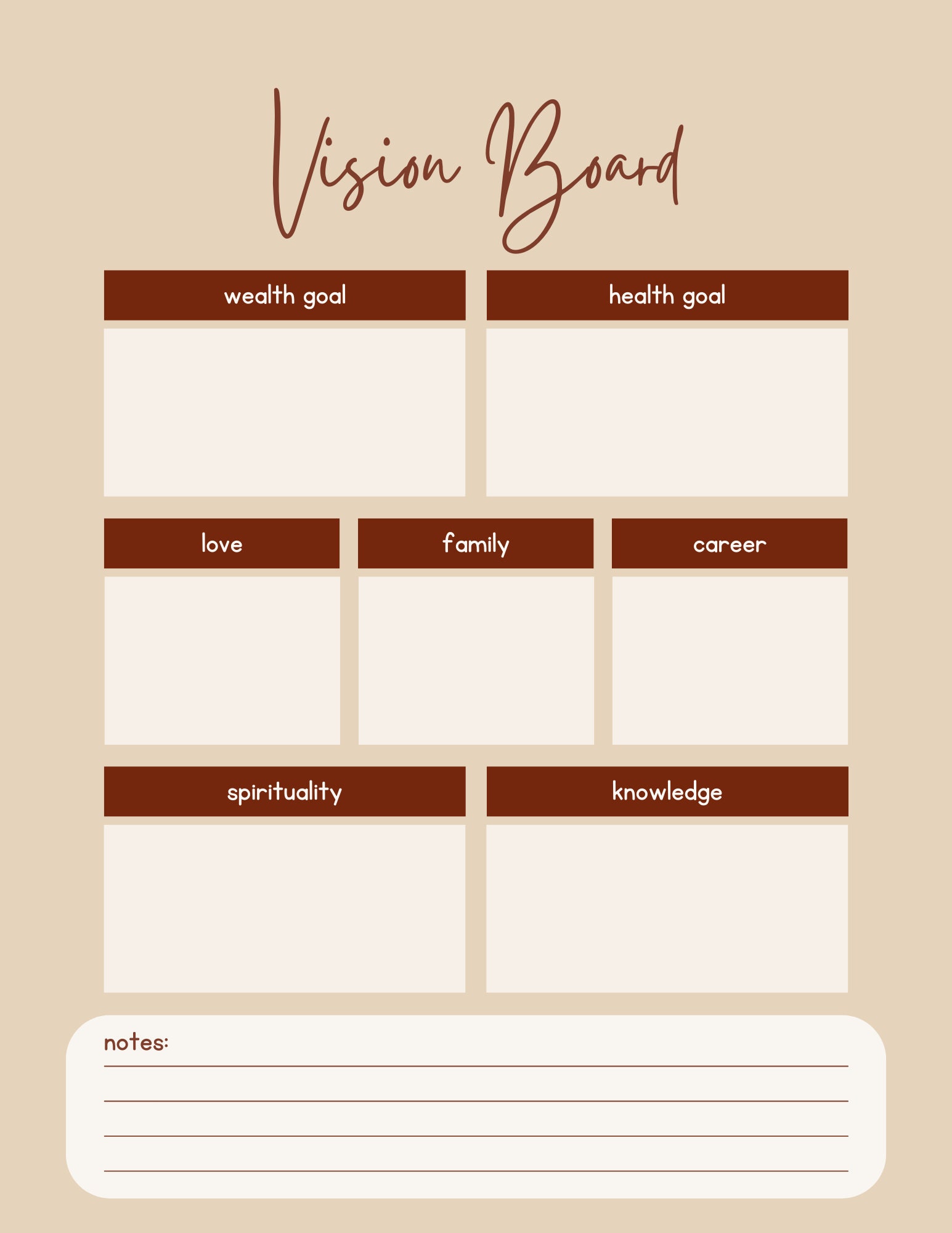 Vision Board Print Daily Planner Pad Mood Board noodle - Etsy