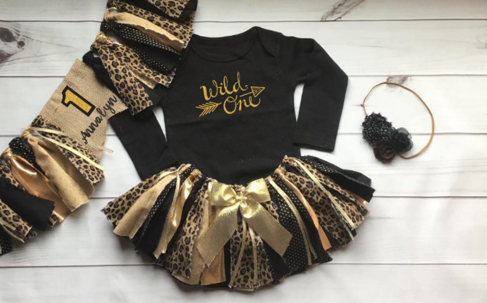 4 piece set: Wild One Cheetah Fabric Tutu Skirt Outfit Baby | Etsy