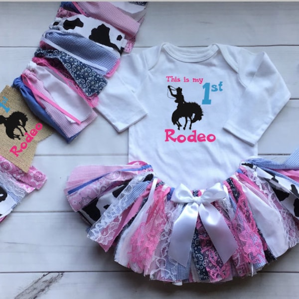 Buy What You Want: Pink & Blue Gingham My First Rodeo Skirt Shirt Headband and Banners Skirt Fabric tutu birthday 1st birthday