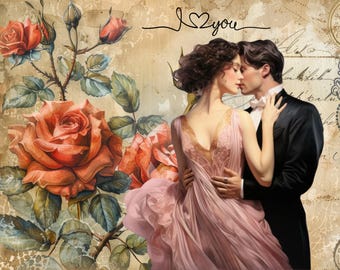 Hermoso kit de diario basura con motivos florales vintage - Diario de té - Páginas imprimibles - Efímeras de rosas - Descarga digital - Archivos PNG