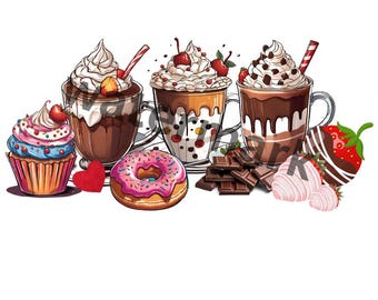 Imágenes prediseñadas de postres navideños en acuarela, dulces festivos (digitales)