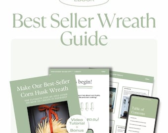 corn husk wreath DIY E-book digital tutorial step by step video guide how to make front door wreath fall decor craft project pdf download