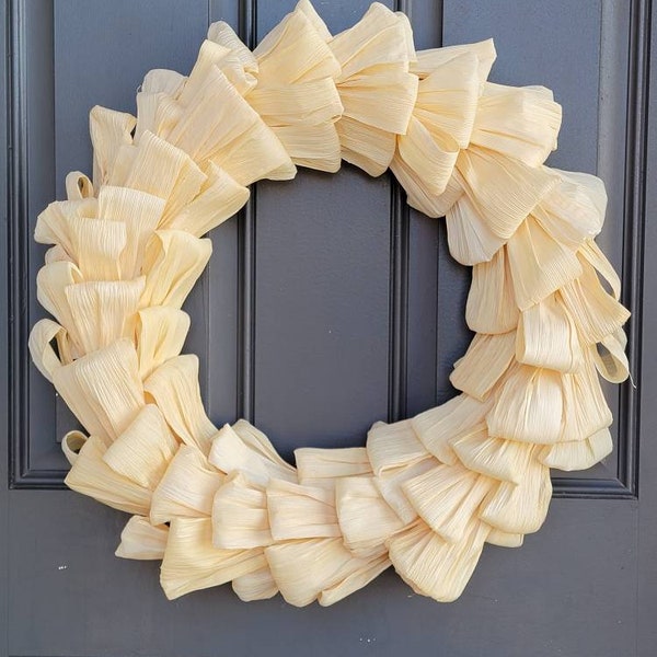 Fall natural corn husk wreath Thanksgiving front door decor Halloween door hanger rustic farmhouse fall wall wreath Housewarming gift