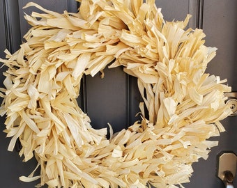 Fall Corn husk wreath natural Thanksgiving corn husk door decor Halloween scarecrow style corn husk door hanger wreath fall farmhouse wreath