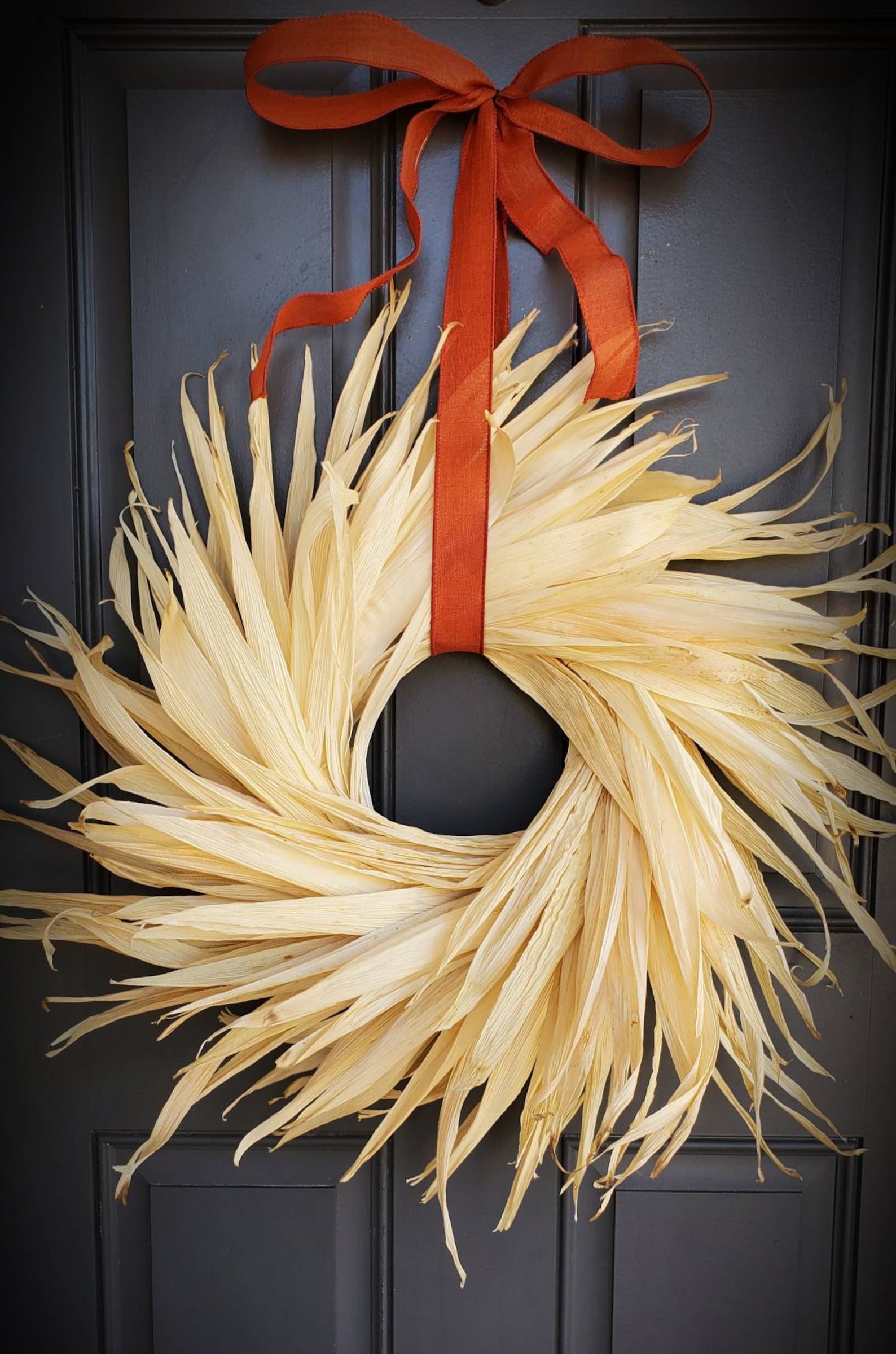 Fall Spiral Corn Husk Wreath Halloween Corn Husk Wreath Etsy