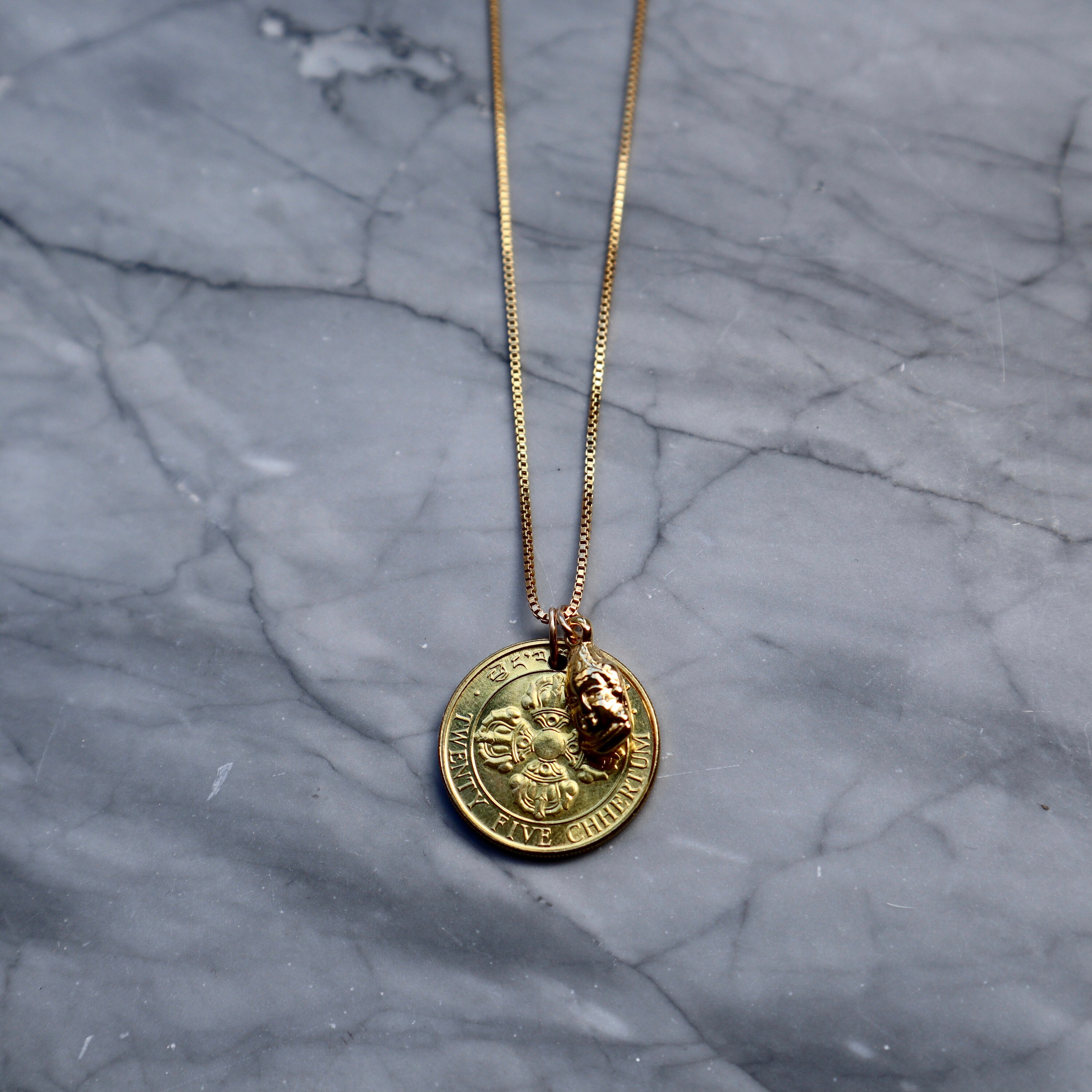 BHUTAN Vintage Coin Buddha Necklace
