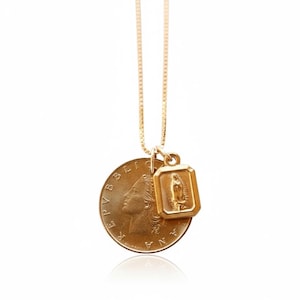 ITALIA / Collana vintage con moneta e Maria