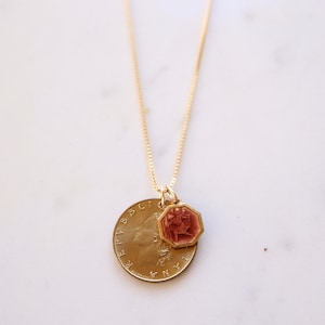 ITALY | Vintage Coin & Saint Christopher (Rose Gold Enamel) Necklace