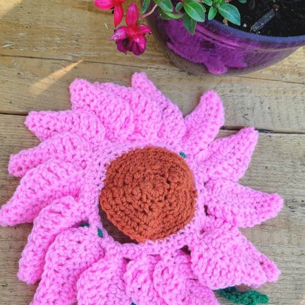 Crochet flower cat hat, pink flower cat hat, handmade flower hat, crochet hat for your cat