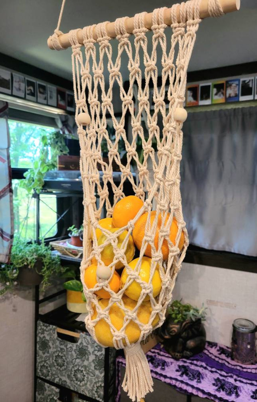 Macrame Fruit Basket, Macrame Storage Basket Wall Hanging, Fruit