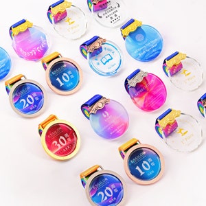 Custom Crystal Medal, Customizable Award, Add logo, Custom Background, with ribbon and gift box, T80
