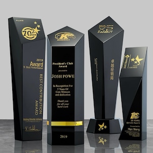 Luxury Personalized Trophy Award, Black and Gold Unique Crystal Trophy, Customize Corporate Award, Creative Bespoke, Sales Champion T91