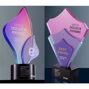 Creative Crystal Trophy Award, Recognition Plaque, Best Employee, Retirement, Appreciation Gift, Long Service, Achievement, Girl Gift, T38