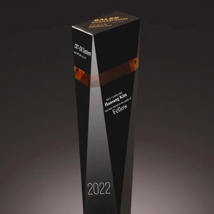Luxury Personalized Trophy Award, Black Unique Crystal Trophy, Customize Corporate Trophy Award, Creative Bespoke Trophy, Sales Champion T26