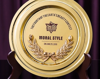Personalized Metal Certificate, Custom Plaque, Recognition Award, Retirement gift, Corporate Gift, Disk-shaped trophy, T101
