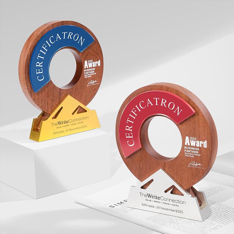 Trophy Text Examples Personalized Wooden Desk Trophy With Metal Base — Texts, Logo Engraving ...