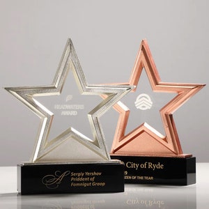 Personalized Trophy Award, Engraved Metal Trophy, Customize Corporate Trophy Award, Custom Recognition Plaque, Gold, Silver, Bronze, T5