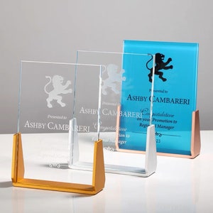 Custom Trophy Award, Engraved Crystal Corporate Trophy, Graduation, Retirement, Long Service, Achievement, Star Marketing, T33