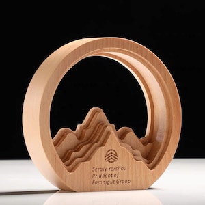 Personalized Trophy Award, Engraved Circle Wood Trophy, Corporate Trophy Award, Recognition Plaque, Gifts For Business Partner, T13