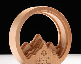 Personalized Trophy Award, Engraved Circle Wood Trophy, Corporate Trophy Award, Recognition Plaque, Gifts For Business Partner, T13