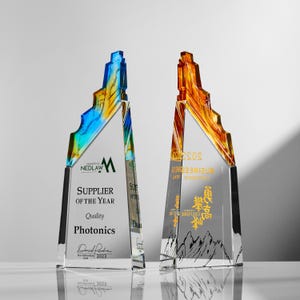 Personalized Trophy Award, Engraved Crystal Trophy, Corporate Trophy Award, Recognition Plaque, Team Award, Mountain Design, T93