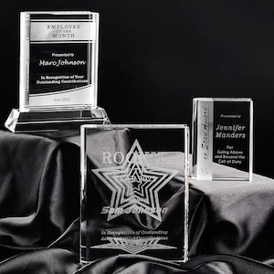 Book Shaped Personalized Crystal Trophy Award, Custom Engraved Trophy, Corporate, Graduation, Retirement Appreciation Gift, Teacher, T61