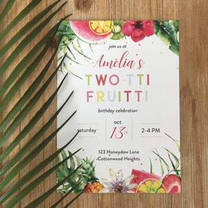 Invitación de cumpleaños de Dos tilos Fruitti