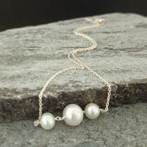 Delicate Pearl Necklace, Handmade Necklace, Pearl choker gold necklace, Dainty necklace, Minimalist necklace, Gift for Her, 925 Silver...