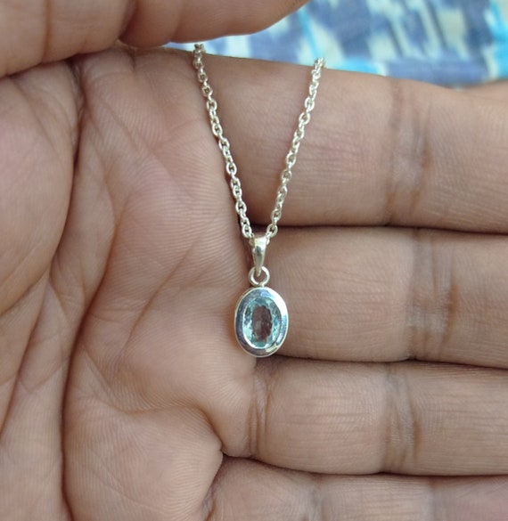 Sterling silver aquamarine pendant discount