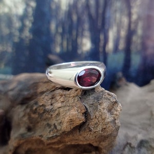 Garnet Ring, 925 Sterling Silver, Handmade Ring, Natural Garnet, Birthstone January, Garnet Men&#39;s Ring, Promise Ring, Garnet Ring for Man...