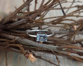 Aquamarine Ring, 925 Sterling Silver, Handmade Ring, Stacking Ring, Birthstone Rings, Gift for her, Natural Aquamarine Stones, Promise Ring