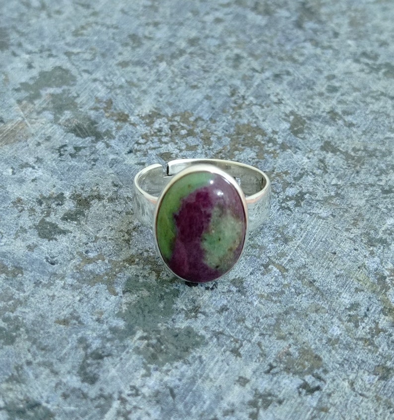 925 Sterling Silver Handmade Ring With Ruby-Zoisite Stone....
