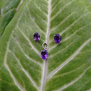 Amethyst Pendant Set, 925 Sterling Silver, Birthstone Pendant, Natural Amethyst Stone, Birthstone February, Purple Stone, Gift for Baptism..