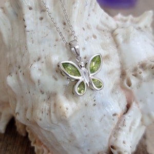 Peridot Butterfly Pendent, 925 Sterling Silver, Handmade Pendant, Natural Stone, Birthstone for August, Gift for all, 16th anniversary stone