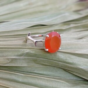 Carnelian Ring, 925 Sterling Silver, Handmade Ring, Natural Carnelian Stone, Gift For Her, Carnelian Jewellery, Orange Stone, Statement Ring