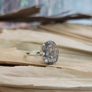 Rutile Quartz Ring, 925 Sterling Silver, Natural Rutile Quartz, Statement Ring,Handmade Boho Jewelry, Unique Gemstone Ring, Gift for Her