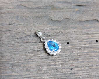 Blue Topaz Pendent, 925 Sterling Silver, Handmade Pendant, Natural Blue Topaz, December Birthstone, Gift for Her, Boho Stone Pendant