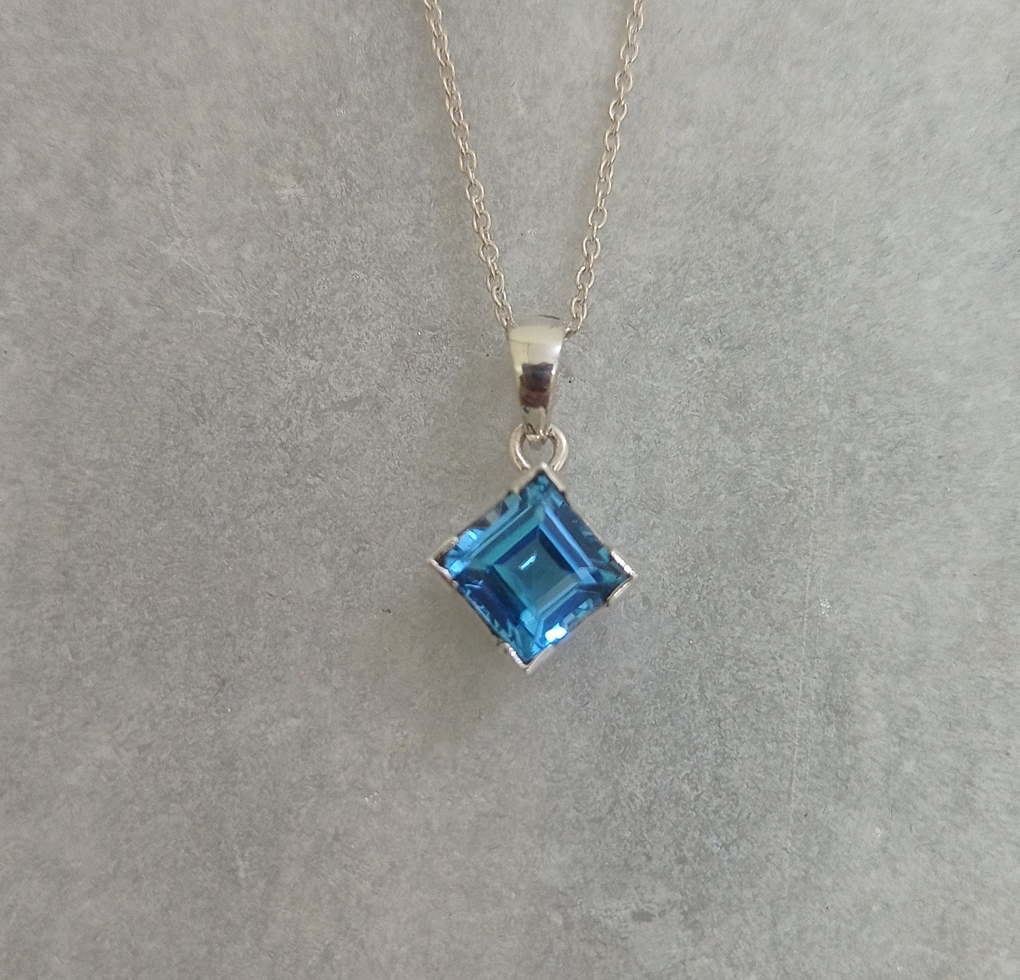Blue Topaz Pendant 925 Sterling Silver Handmade Pendant - Etsy