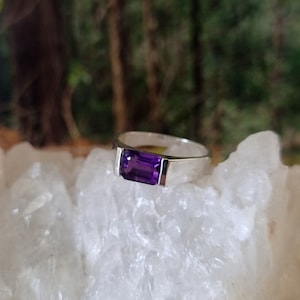 Amethyst Ring, 925 Sterling Silver, Handmade Ring, Stacking Ring, February Birthstone Rings, Gift for her, Natural Amethyst, Promise Ring...