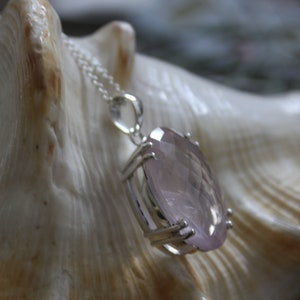 Rose Quartz Pendant, Sterling Silver, Handmade Pendant, Pink Stone, Gift for all, Rose Quartz Necklace, Gift for Friend, Anniversary Gift..