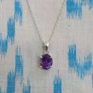Amethyst Pendant, 925 Sterling Silver, Handmade Pendant, Natural Amethyst Stone, February Birthstone Pendant, Gift for All, Purple Stone..