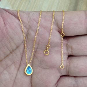 Gold Plated Blue Topaz Pendent, 925 Sterling Silver, Handmade,  Natural Stone, Birthstone Pendant, Gift for Her, Light Weight Necklace...