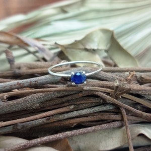 Blue Sapphire Ring, 925 Sterling Silver, Natural Sapphire, Birthstone September, Dainty Ring, Minimalist Ring, Stacking Ring, Thin Ring