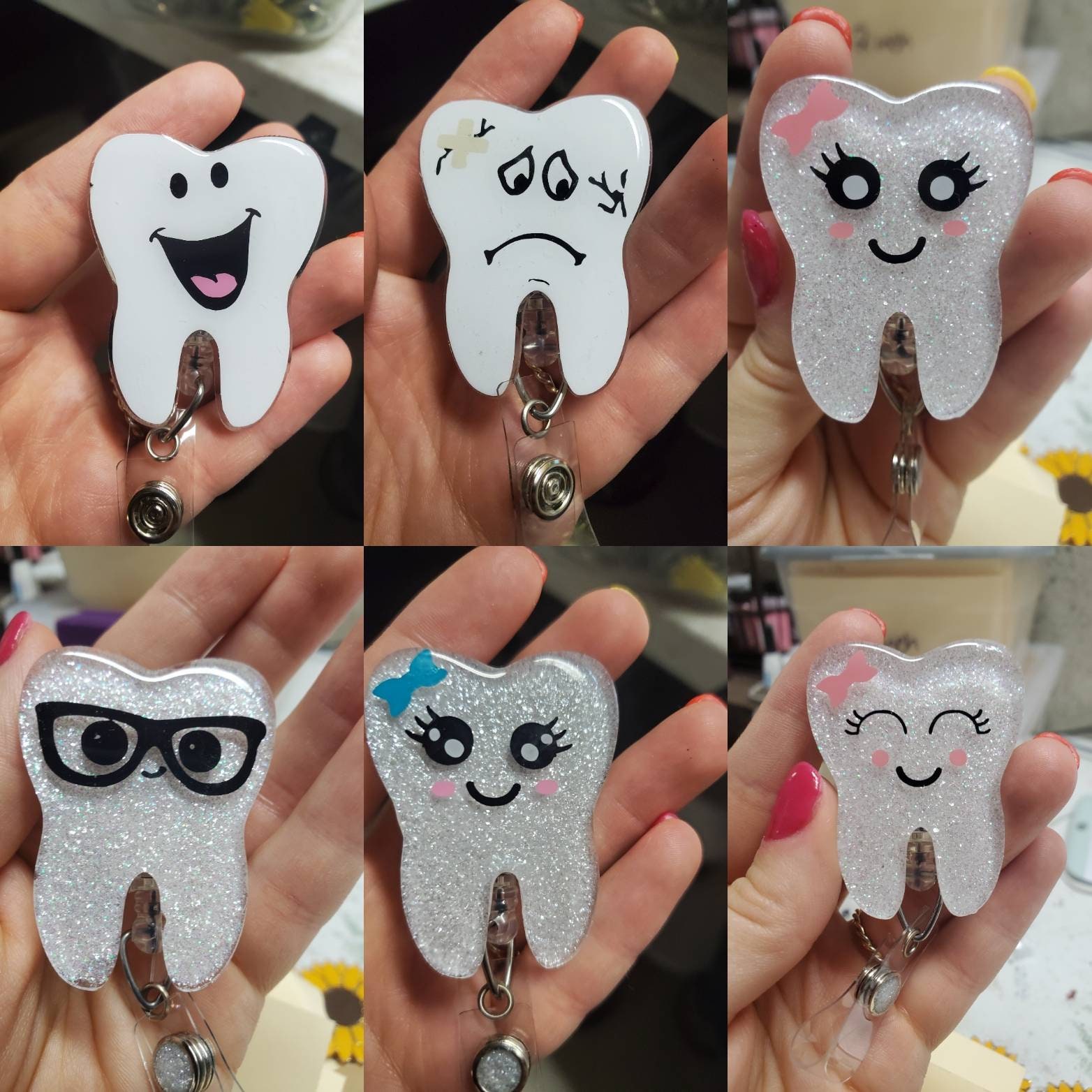 Dental Tooth Badge Reel, Retractable Swivel Alligator Clip, Cute Badge Reel,  Dental Assistant, Dental Hygienist, Dental Student, Cute 