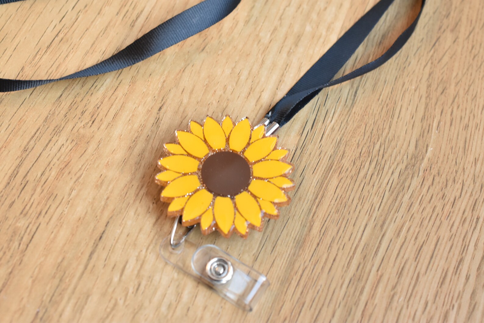 Sunflower Lanyard Sunflower Badge Reel Lanyard Badge Etsy