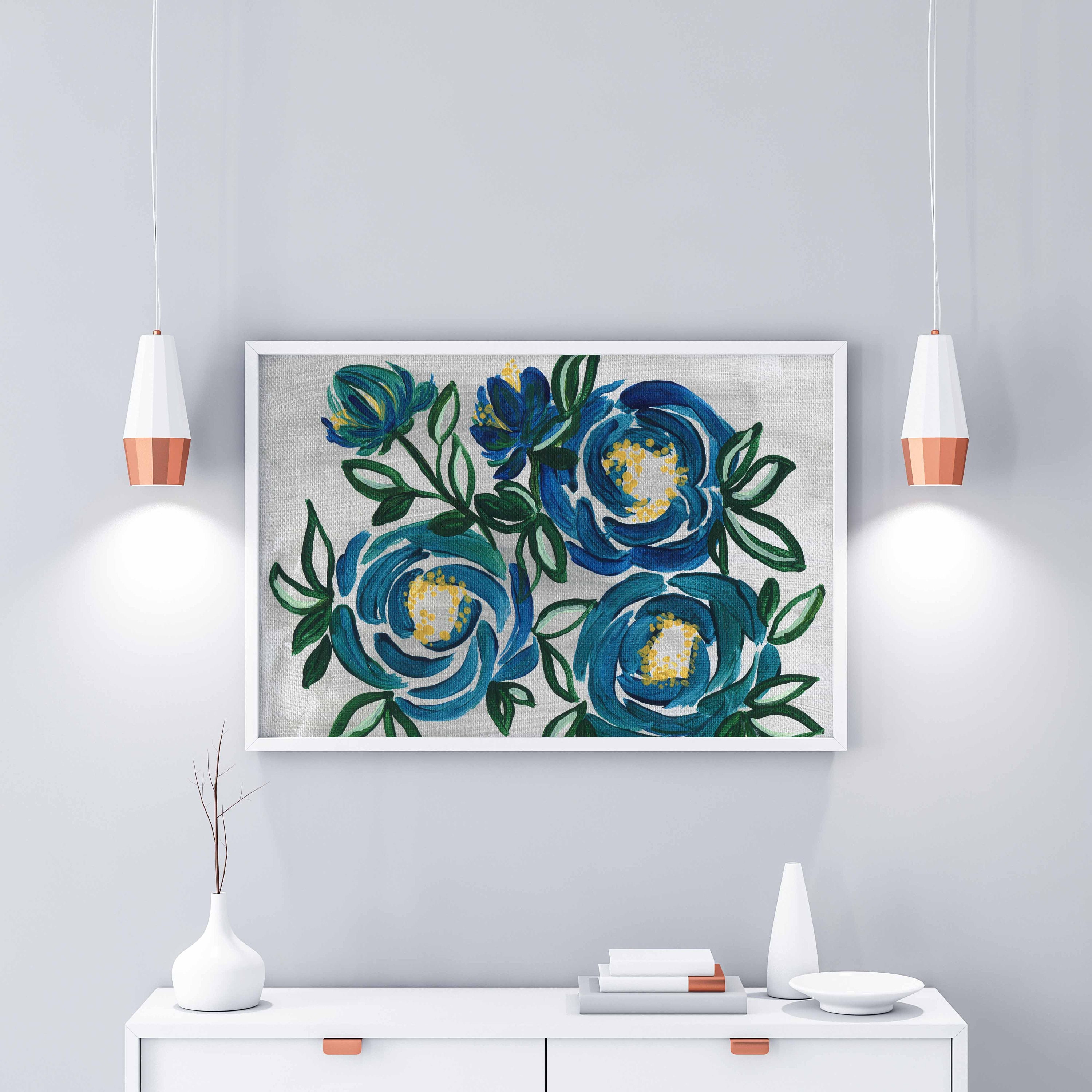 Indigo Blooms I PRINTABLE Wall Art - Etsy