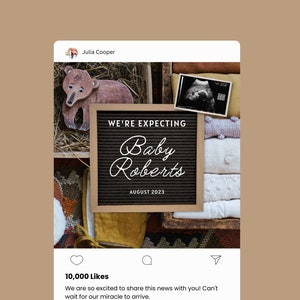 Digital Pregnancy Announcement, Gender Neutral, Editable Letter Board for Social Media, Digital Baby Reveal, Instagram Pregnancy, Facebook