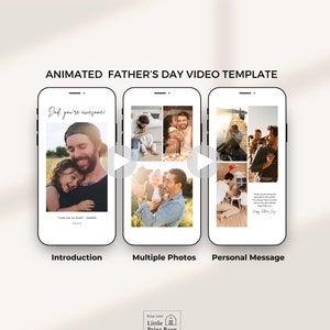 Vatertag Animiertes Video, Sofort-Download, Handy, Canva, Happy Fathers Day, Vatertagsgeschenk, minimalistische, personalisierte Geschenke für Papa