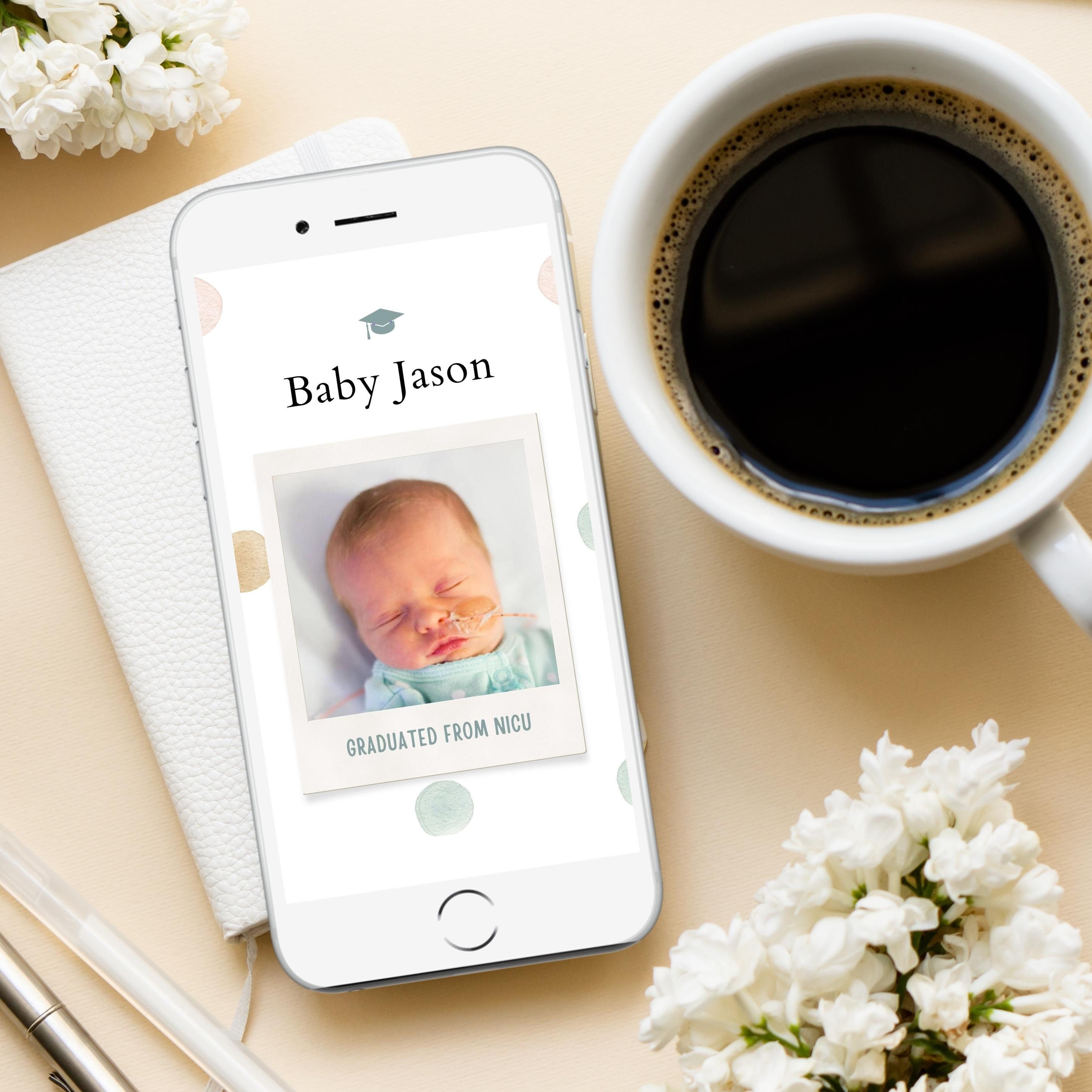 NICU Premature Baby Graduation Announcement Digital Video Template, IVF ...